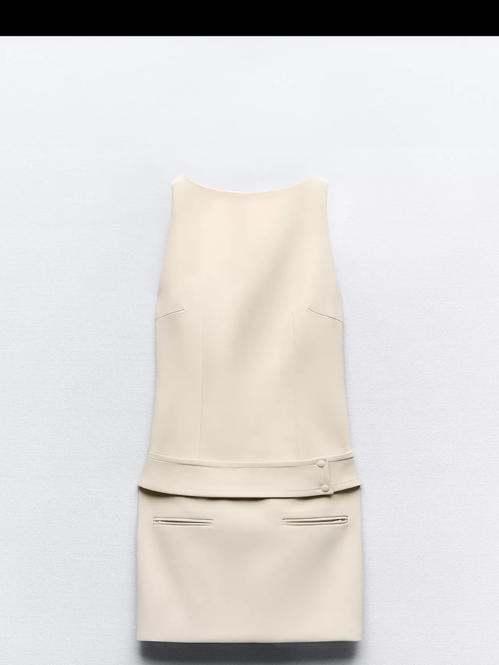 Zara Belted Cream Sleeveless Mini Dress